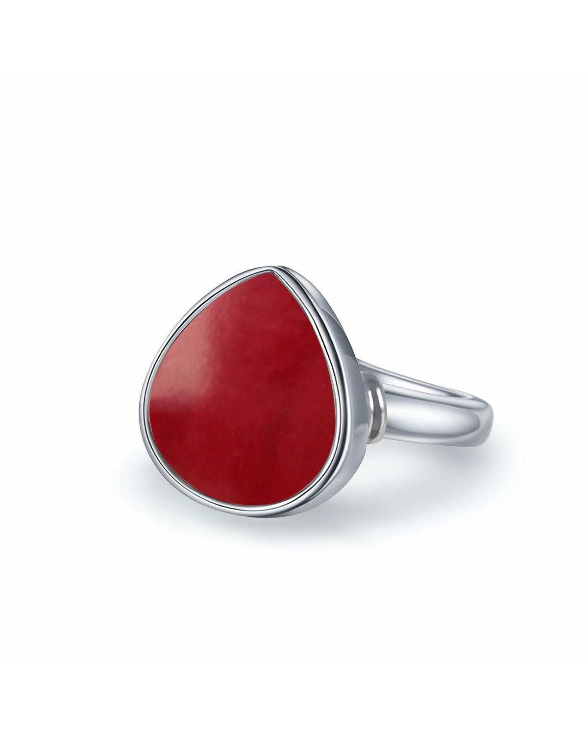 925 Sterling Silver Ring with Red Coral - Maristella