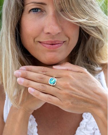Anello in Argento 925 con Madreperla Bianca - Oceana