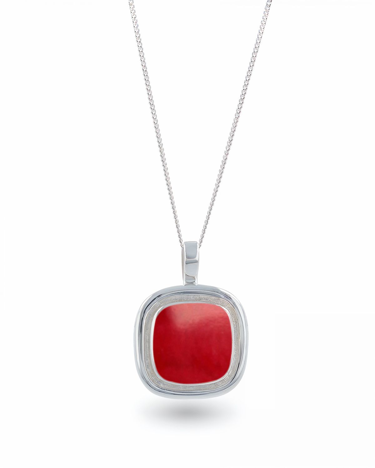 Red Coral and 925 Silver Pendant with 45 cm Chain - Alina