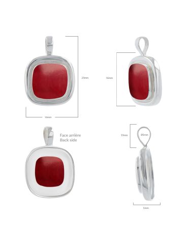 Colgante Elegancia Marina - Visto desde diferentes ángulos - Coral Rojo y Plata 925