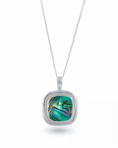 Pendentif feuille Nacre Abalone sertie argent 925Pendentif en Nacre Abalone et Argent 925 avec Chaîne 45 cm - Alina