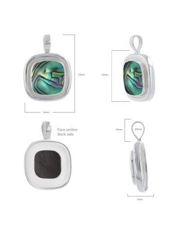 Alina Abalone Mother of Pearl Pendant - Different angle views - Front and back sides