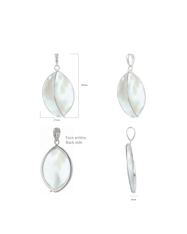 Séléna Pendants Set - White Mother of Pearl Leaf Jewelry - Viewed From Different Angles