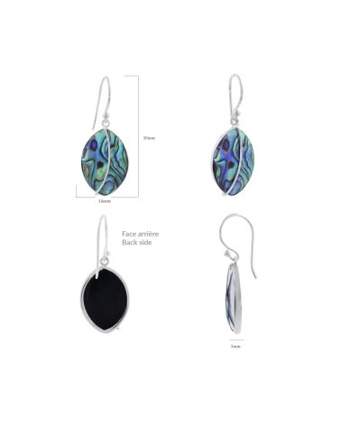 White mother-of-pearl ethnic earrings set in 925 silver