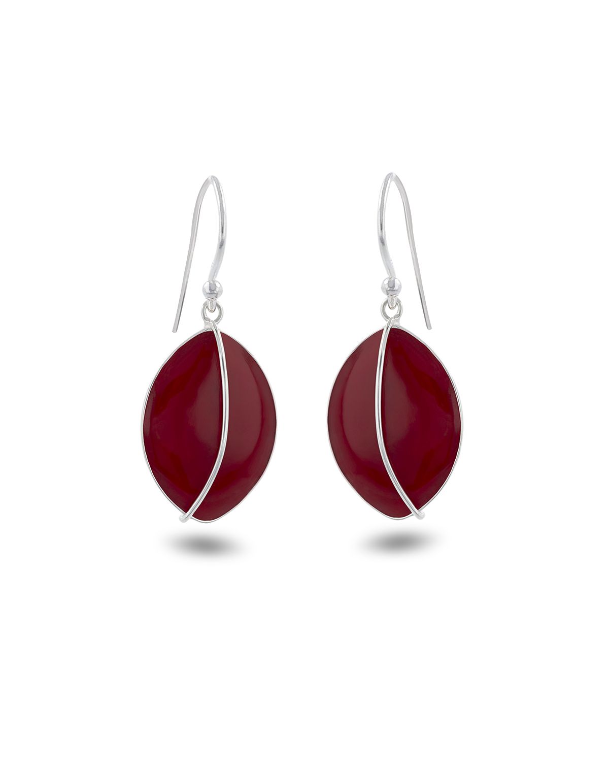 Séléna Blatt-Ohrringe - 925 Silber, Natürliche Rote Koralle