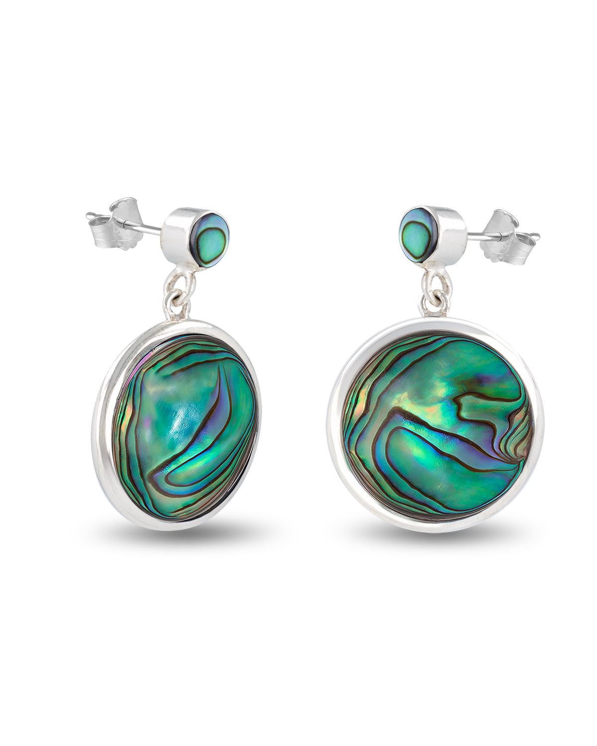 Orecchini etnici in madreperla bianca con montatura in argento 925