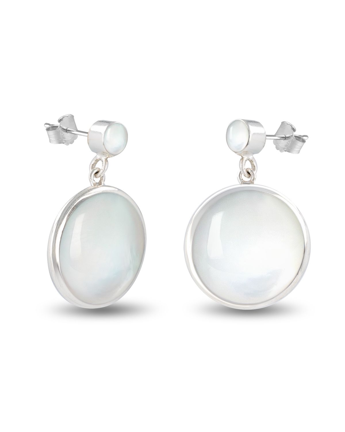White Mother-of-Pearl and Sterling Silver 925 Earrings - Nael