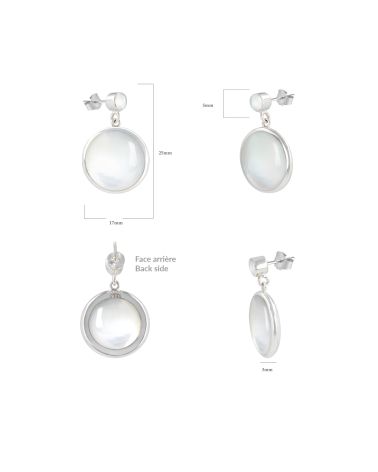 White mother-of-pearl ethnic earrings set in 925 silver