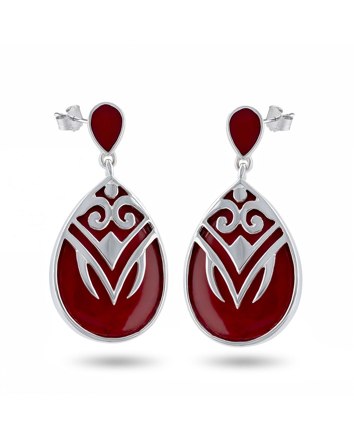 Orecchini etnici in madreperla bianca con montatura in argento 925