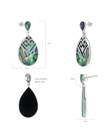 Orecchini etnici in madreperla bianca con montatura in argento 925