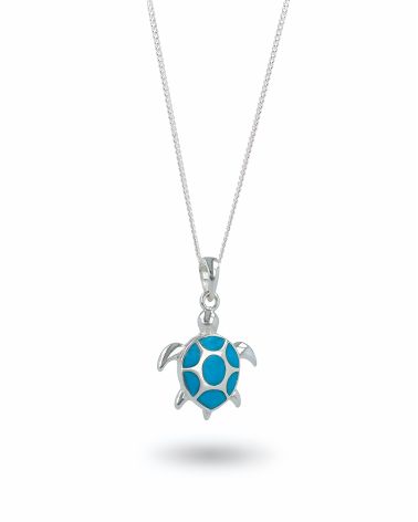 Schildkröten-Anhänger aus Türkis und 925 Silber - HONU Kollektion - Glücksbringer-Stein