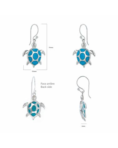 White mother-of-pearl ethnic earrings set in 925 silver