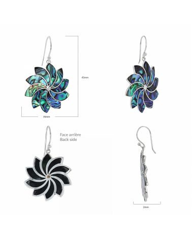 Orecchini etnici in madreperla bianca con montatura in argento 925