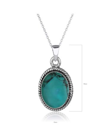 Colgante Turquesa Forma Oval Plata de Ley 925
