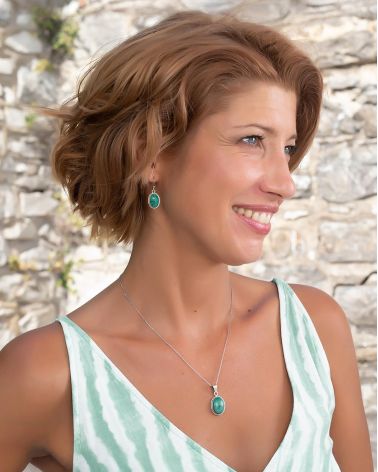 Colgante Turquesa Forma Oval Plata de Ley 925