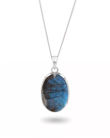 Natural Labradorite and 925 Silver Pendant - JANA