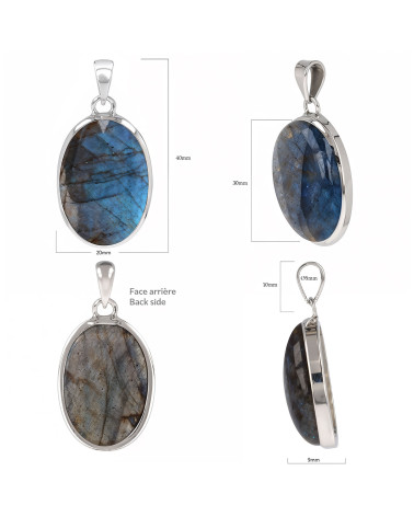 Colgante JANA Labradorita - Visto desde diferentes ángulos - Piedra con múltiples reflejos