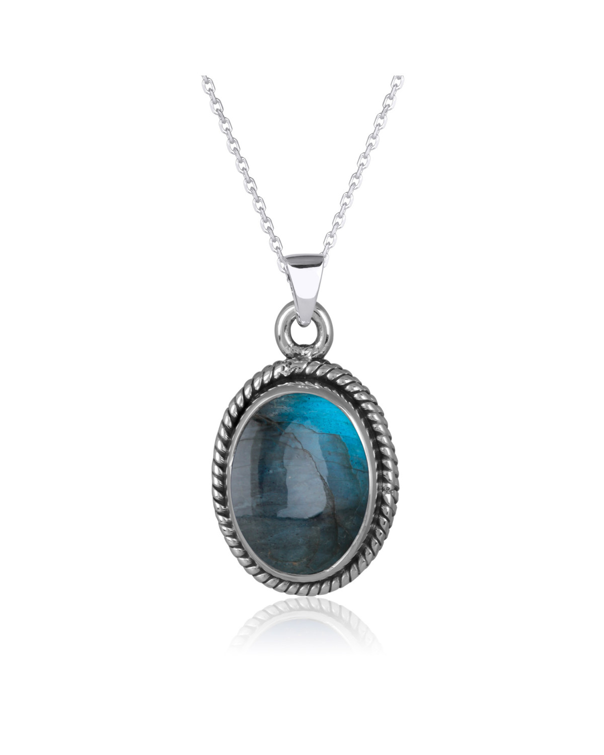 Pendente Labradorite Forma Ovale Argento Massiccio 925