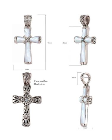 925 Sterlingsilber Perlmutt Weiss Kreuze Shape Anhänger