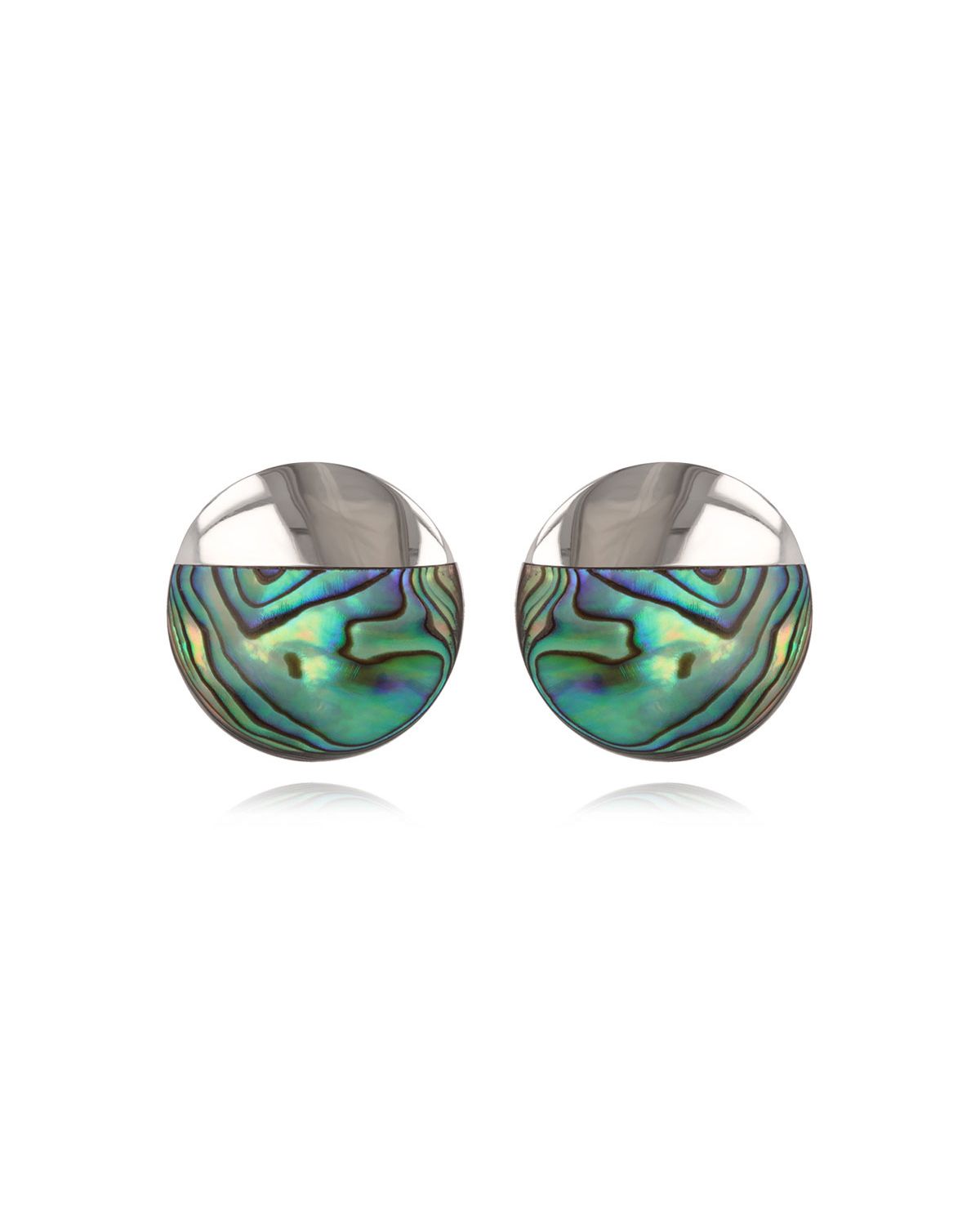 Pendientes Madre perla Abalone Forma Redonda Plata de Ley 925