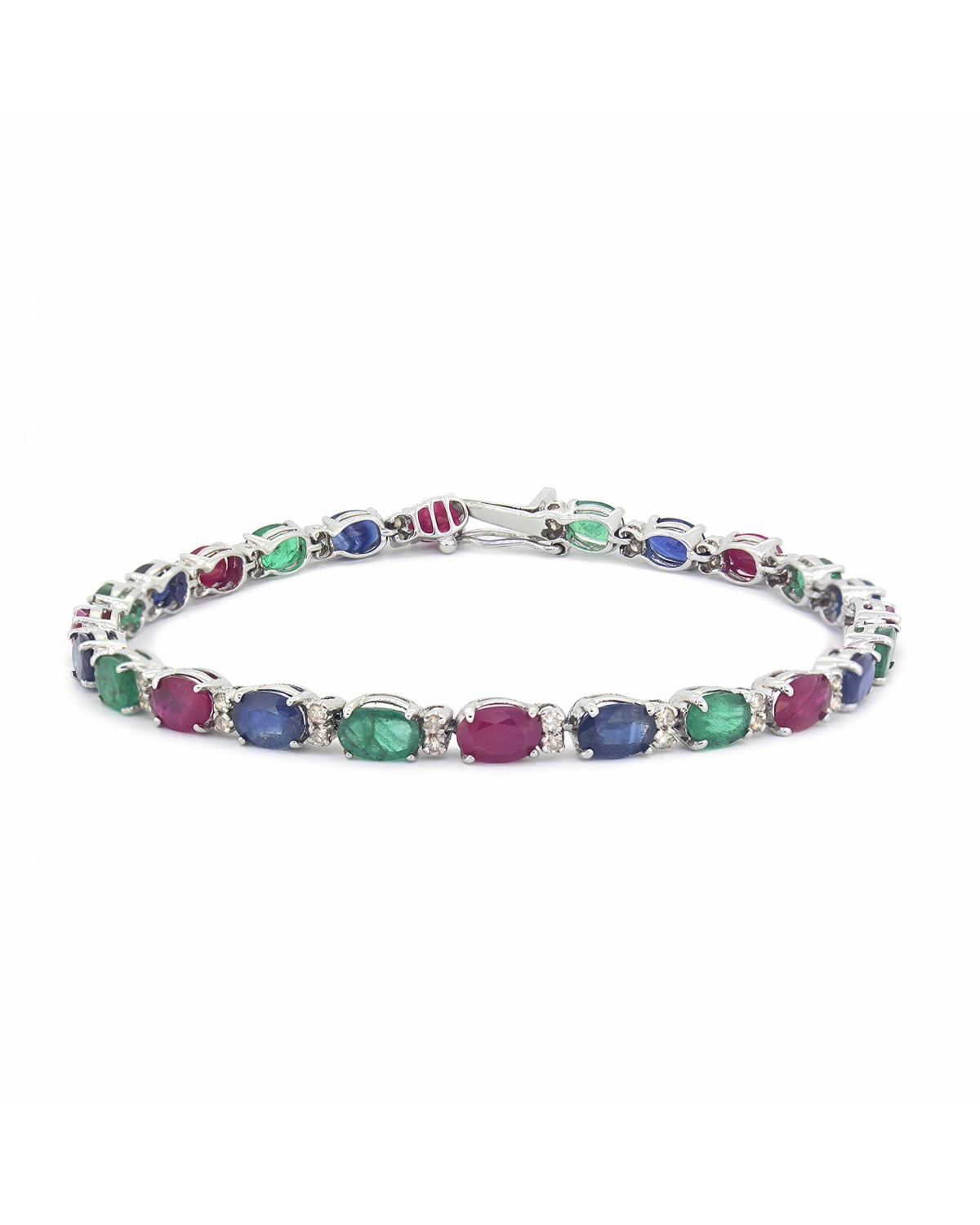 Bracciale Rubino Smeraldo Zaffiro Argento Massiccio 925