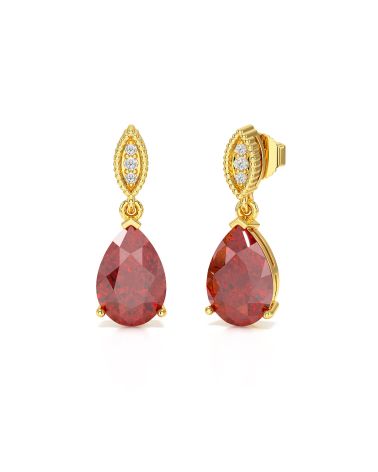 Gelbgold-Ohrringe mit Granat und Diamanten – Zeitlose Eleganz