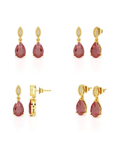 Complete View of Garnet and Diamond Earrings – Luxurious Details