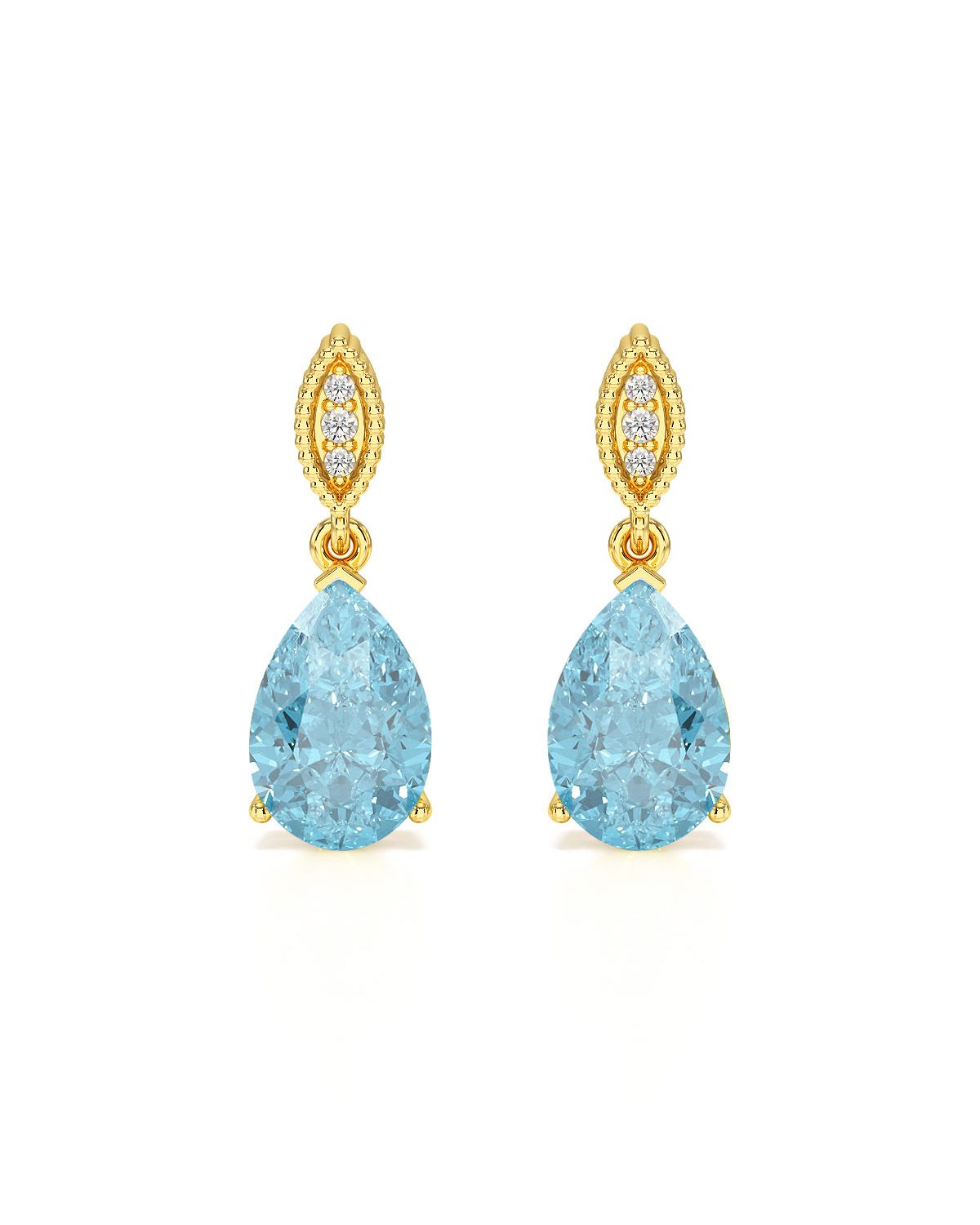Pendientes de Topacio Blue Sky y Diamantes en Oro Amarillo – VIVIENNE