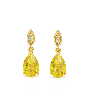 Pendientes de Citrina y Diamantes en Oro Amarillo - Colección