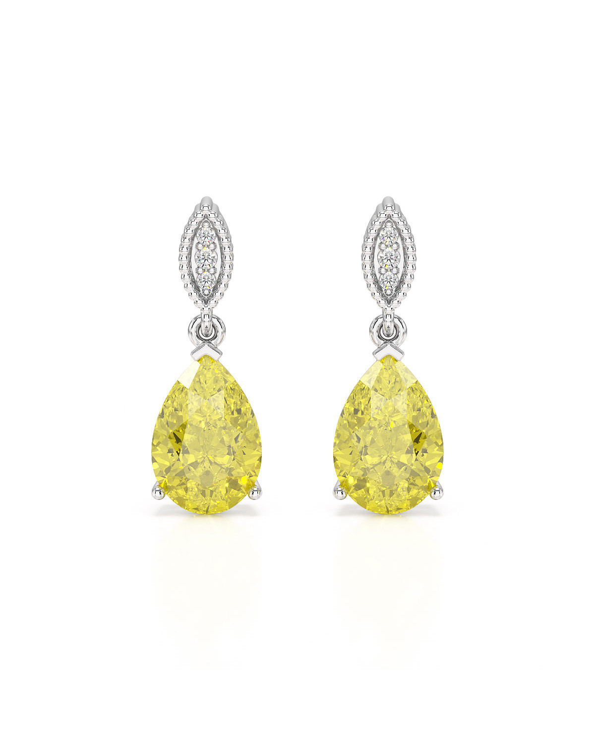 Pendientes de Citrino y Diamantes en Oro Blanco - VIVIENNE