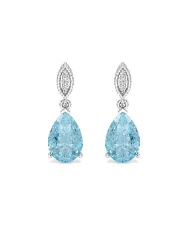 Weißgold-Ohrringe mit Sky Blue Topas und Diamanten – Zeitlose Eleganz