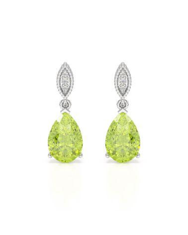 Peridot and Diamond Earrings – Natural Brilliance in White Gold
