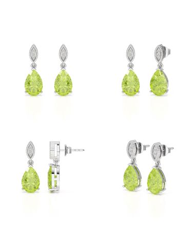 Boucles d’Oreilles en Or Blanc et Péridot portées – Élégance subtile