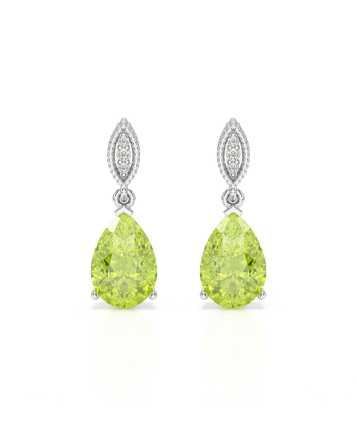 Boucles d’Oreilles Péridot et Diamants en Argent 925 Rhodié – Collection VIVIENNE