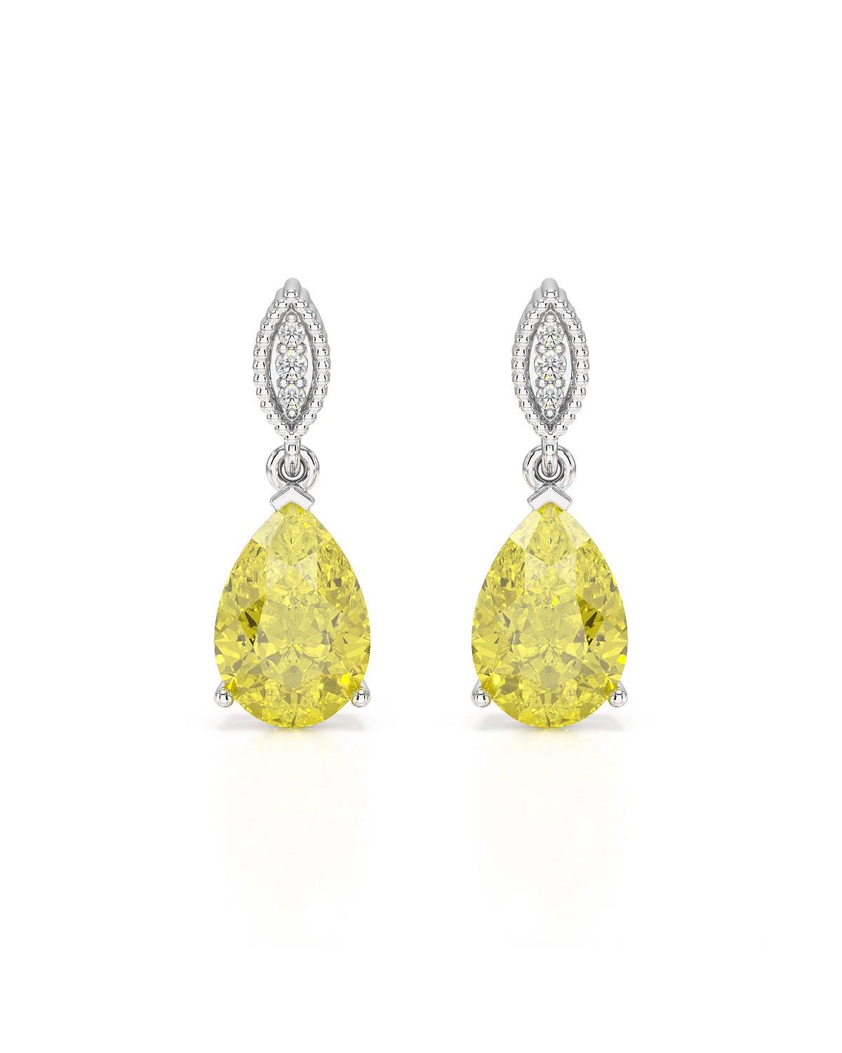 Pendientes de Citrino y Diamantes en Plata 925 Rodinada – Colección VIVIENNE