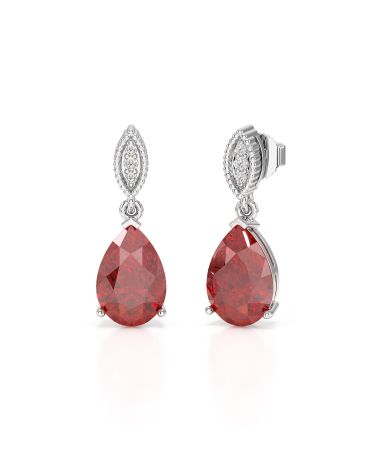 Granat und Diamant Ohrringe - Natürliche Brillanz in Weißgold