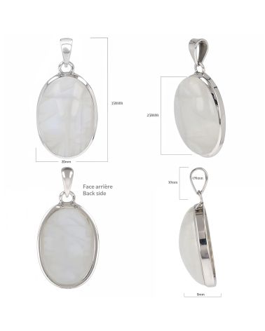 Pendentif Pierre de Lune en Argent - Vue Complète et Détails