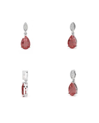 Collar con colgante de granate en plata 925 con diamantes – Colección VIVIENNE – Piedra de nacimiento de enero