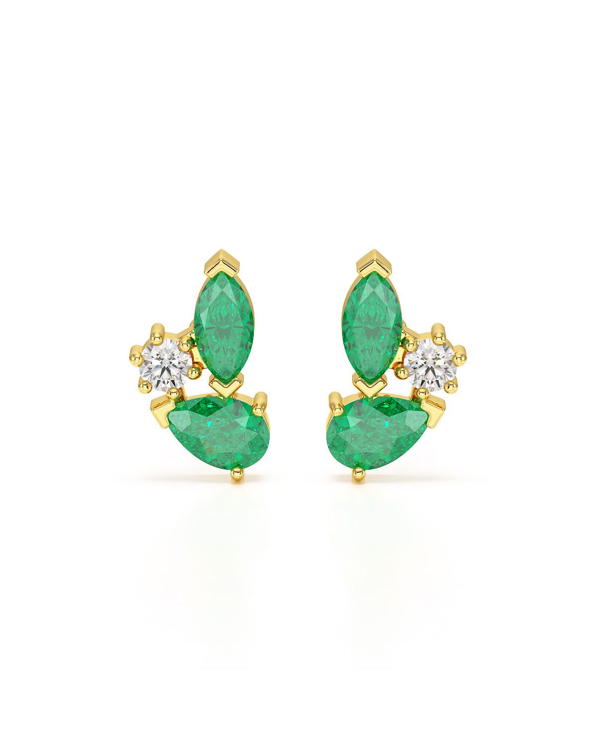 Pendientes ARIA – Oro Amarillo, Esmeraldas de Zambia y Diamantes