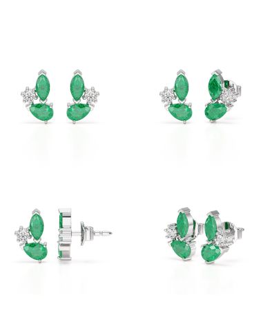 ARIA Duo Emerald Ring in 925 silver – Side view of 4-prong setting