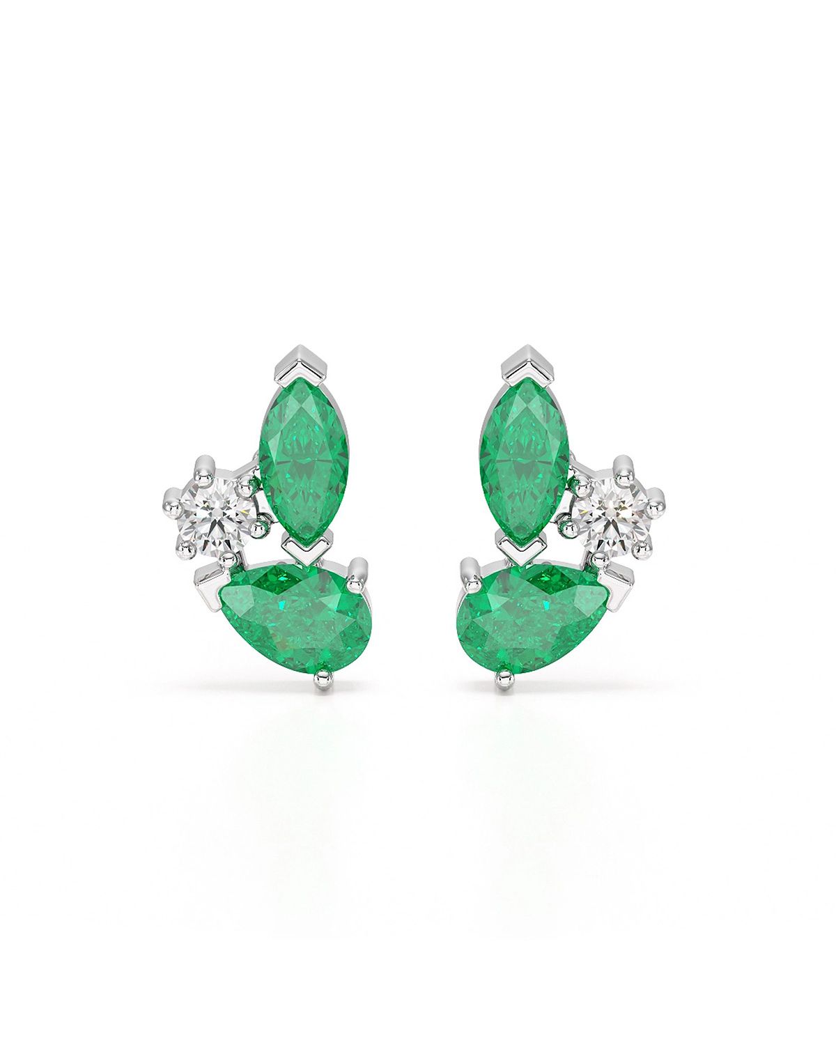 ARIA Ohrringe - 925 Silber mit Smaragd & Diamant