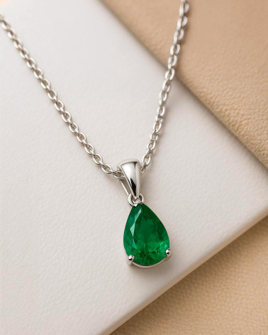 Colgante Pendente Smeraldo Catena Argento inclusa