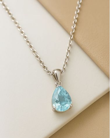 925 Silber Aquamarin Halsketten Anhanger Silberkette enthalten