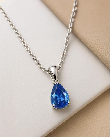 Colgante Pendente Zaffiro Catena Argento inclusa