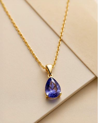 Colgante Pendente in Oro Tanzanite Catena Oro inclusa