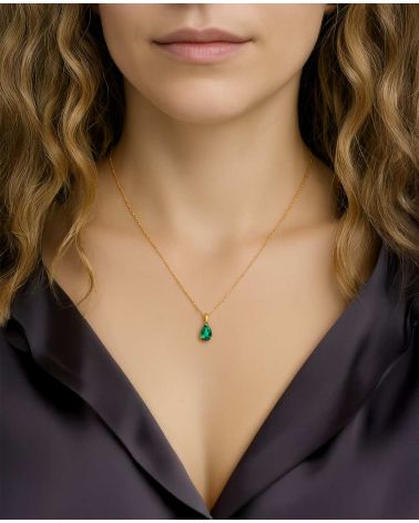 14K Gold Smaragd Halsketten Anhanger Goldkette enthalten