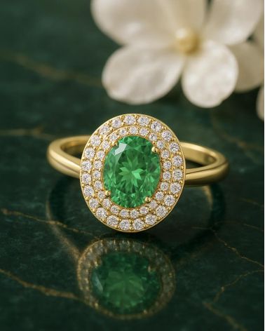 Anillo de Oro Esmeralda y diamantes