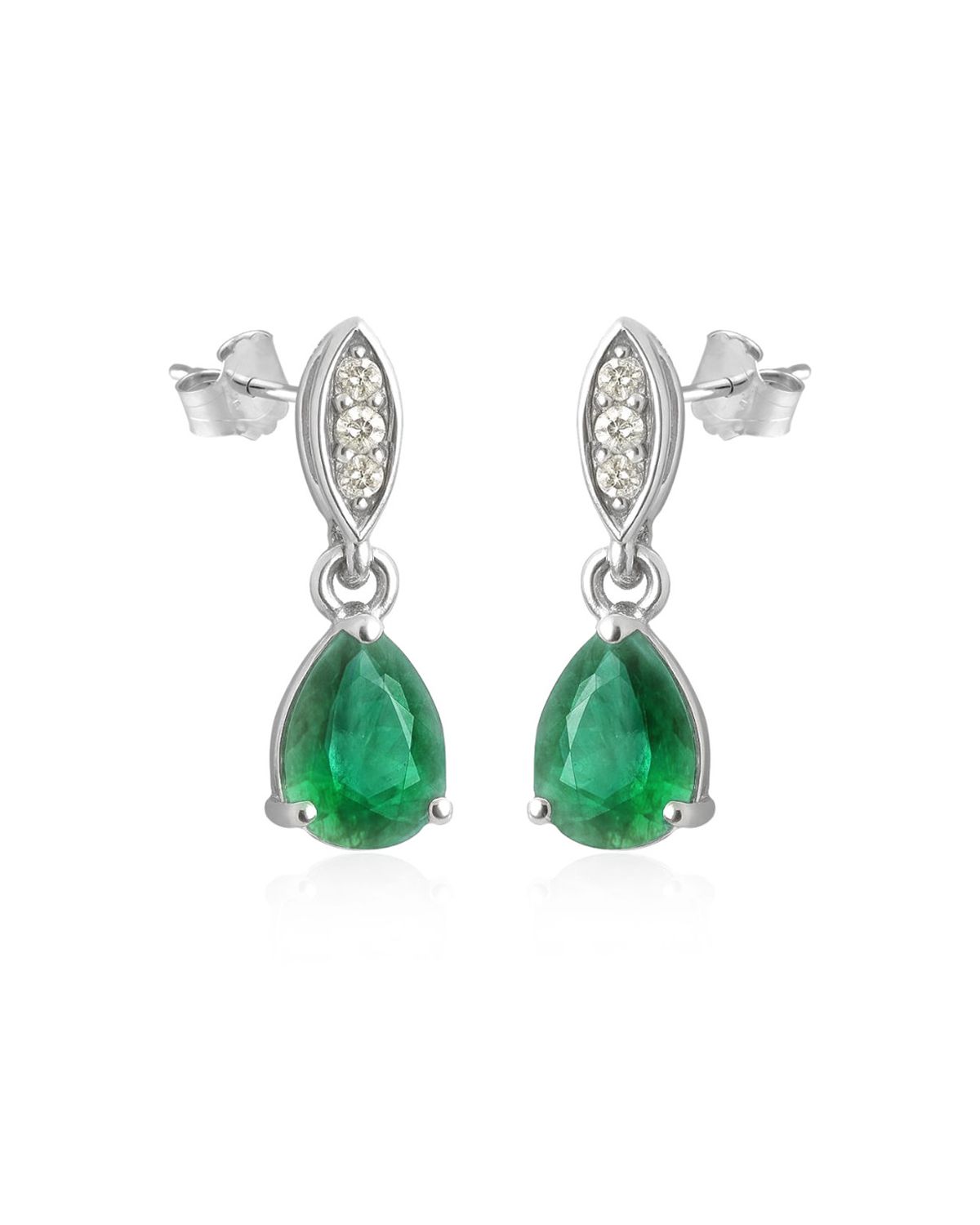 Elegancia-Ohrringe – 925er Silber, Smaragde aus Sambia & Diamanten