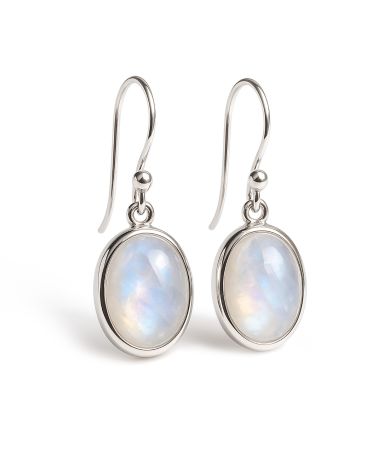 Orecchini CLEO in argento 925 con pietra di luna naturale – Vista frontale