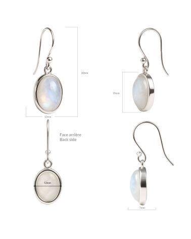 Orecchini CLEO in argento 925 con pietra di luna naturale – Angolazioni multiple